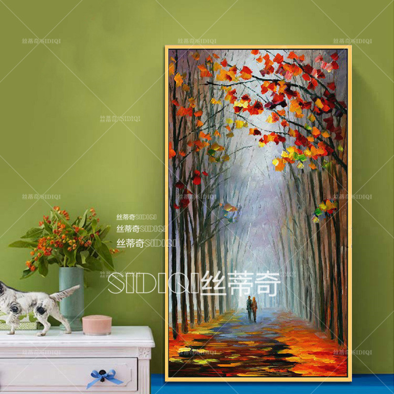 
                                        丝蒂奇SIDIQI欧式装饰画玄关油画竖版抽象风景挂画现代家居走廊过道有框画酒店壁画 欧式雕花金外框 宽70*高130                