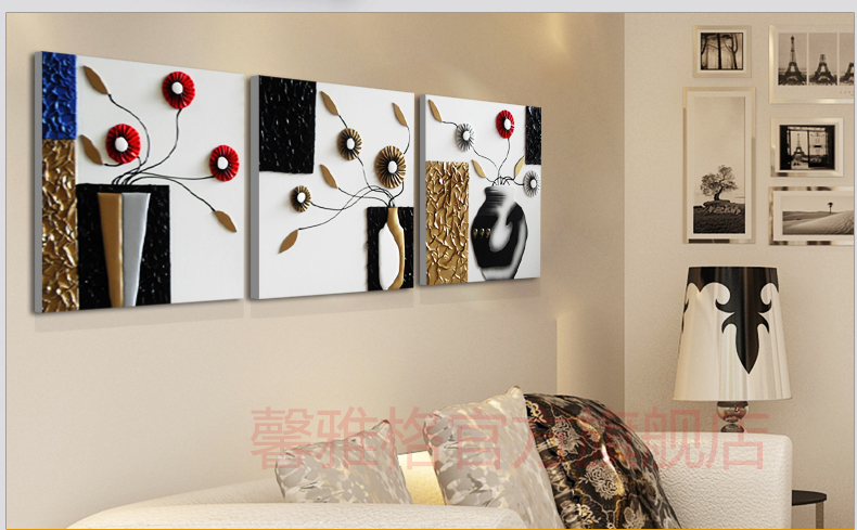 
                                        馨雅格 现代客厅装饰画浮雕画沙发背景墙挂画壁画美景抽象画无框画3D皮画浮雕画 浮雕画 60*180适合3-4米墙面                