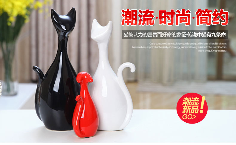 
                                        贝汉美（BHM） 陶瓷猫咪摆件装饰品 家居客厅电视柜红酒柜玄关办公室摆设工艺品 套装价                