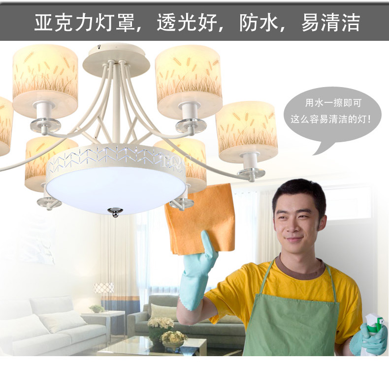创琪 现代简约客厅吸顶灯餐厅灯卧室灯具书房灯饰田园吊灯 6头 84*45CM配普通E14灯泡