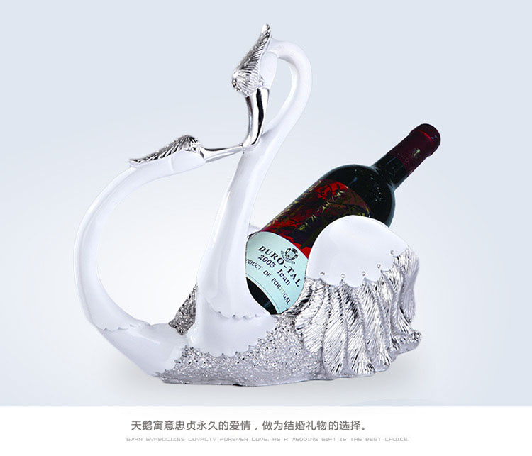 宇皇梦艺 情侣天鹅酒架摆件结婚礼物创意情侣电镀天鹅酒架工艺品摆件婚庆新房家居装饰品摆设 金色9a1