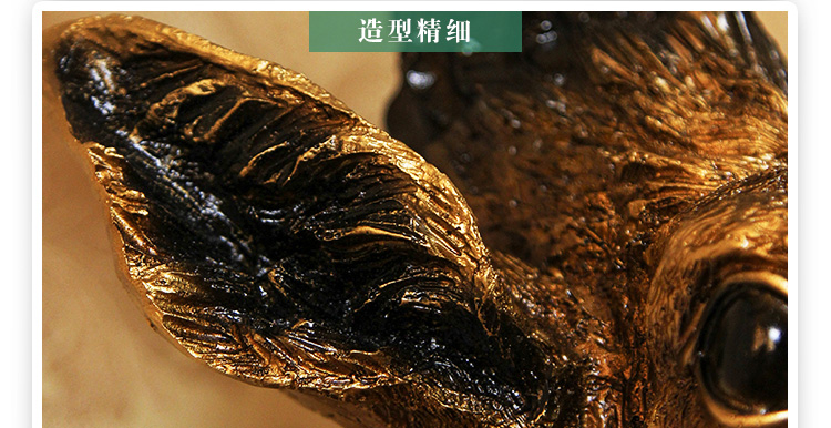 
                                        仿真动物头鹿头壁挂壁饰墙饰欧式家居立体创意挂饰酒吧墙面装饰品SLDS 仿古铜.                
