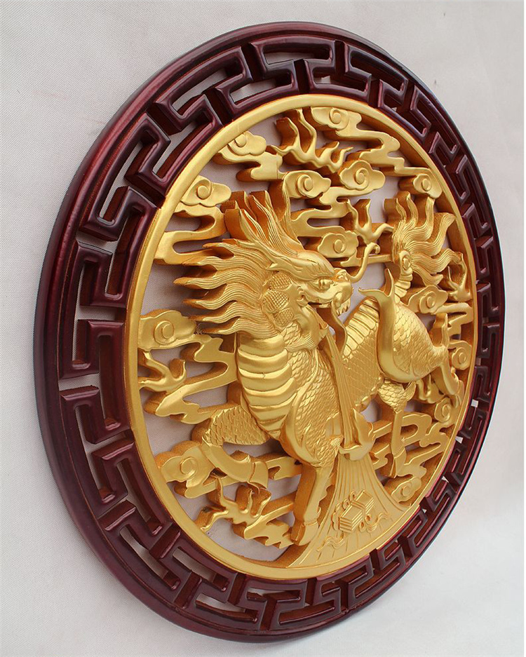 
                                                                                罗诗玛诺 东阳木雕挂屏麒麟挂件工艺品 乔迁搬家礼品壁挂中式玄关家居装饰品 客厅茶室圆形木雕挂屏 麒麟祥瑞                
