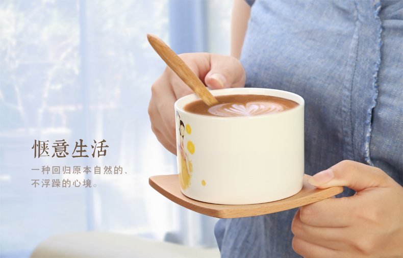 初心 榉木弧形杯垫 防热咖啡垫 茶杯垫 防滑垫 创意居家生活  桌垫 8片装