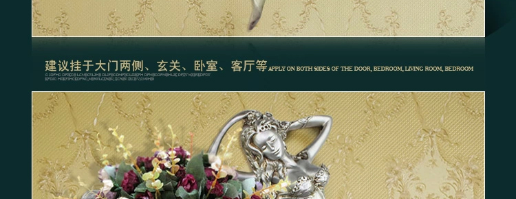 
                                        欣润 创意欧式复古壁饰天使壁挂时尚家居客厅餐厅走廊墙饰墙面装饰品玄关挂饰 银色大号 不含花   高 82CM                