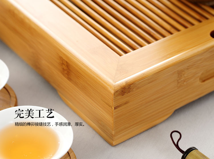 茗匠 小箱式储水茶盘  孟宗竹制茶盘 茶台茶海 功夫茶具 大中小号 大号