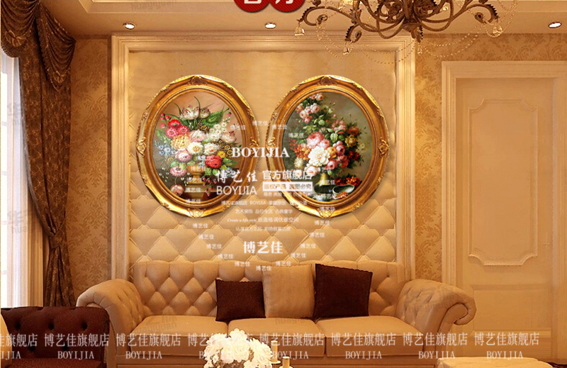 博艺佳 欧式高档挂画别墅酒店家居玄关壁炉餐厅装饰画尊贵金箔框 A1 45*55cm