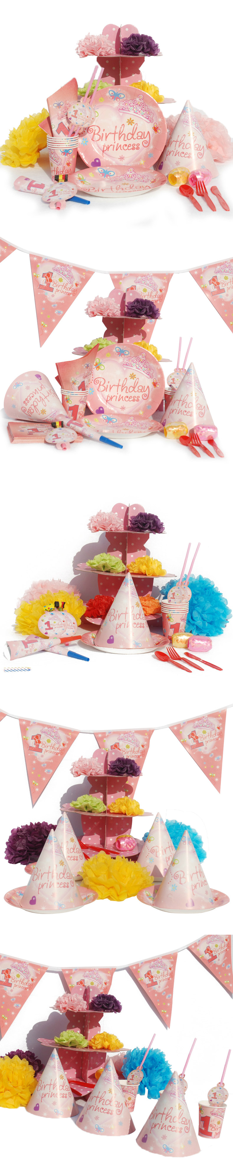 孩派HighParty生日派对用品/派对用品/装饰用品/一岁公主/6人基本装