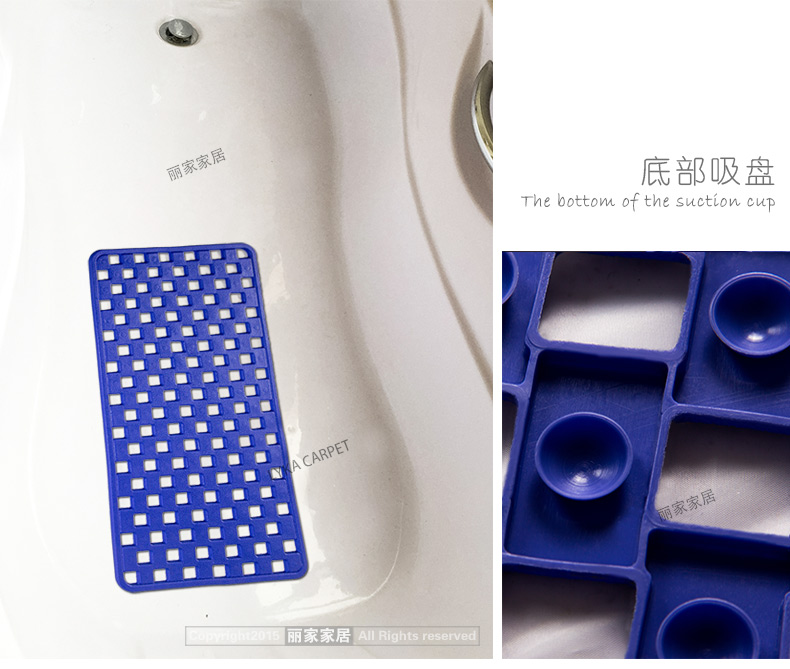 
                                        丽家家居 pvc浴室防滑垫门垫大号垫子进门脚垫淋浴地垫 透明石头纹36*68cm蓝色 浴室防滑垫                