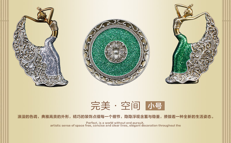 
                                        欣润树脂人物个性摆件舞女房间装饰品客厅 时尚简约摆设创意工艺品 大号 粉色+绿色 一对人 高51.5CM                