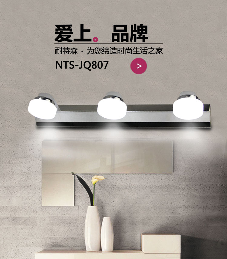 耐特森 磨砂亚克力时尚简约LED镜前灯卫生间灯浴室灯壁灯JQ807 9W正白光