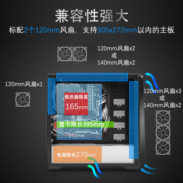 追风者(phanteks)416钢化玻璃静音版 黑白 中塔式机箱(钢化静音面板