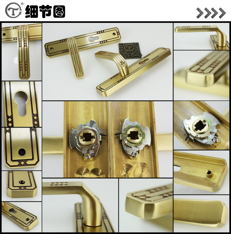 台湾世连泰好铜锁 纯铜实心执手门锁 全铜地中海中式室内房门锁 sm