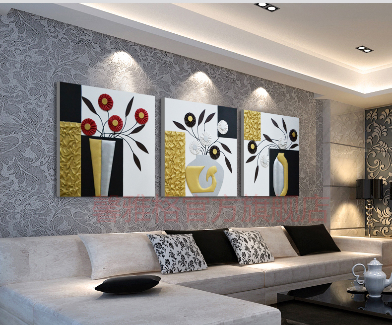 
                                        馨雅格 现代客厅装饰画浮雕画沙发背景墙挂画壁画美景抽象画无框画3D皮画浮雕画 浮雕画 60*180适合3-4米墙面                