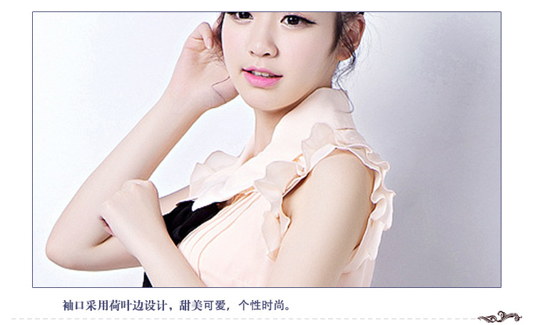 2015夏季新款衬衫雪纺衫女夏短袖时尚女衬衣衬衫FZ0859SHDX 米粉色 M号