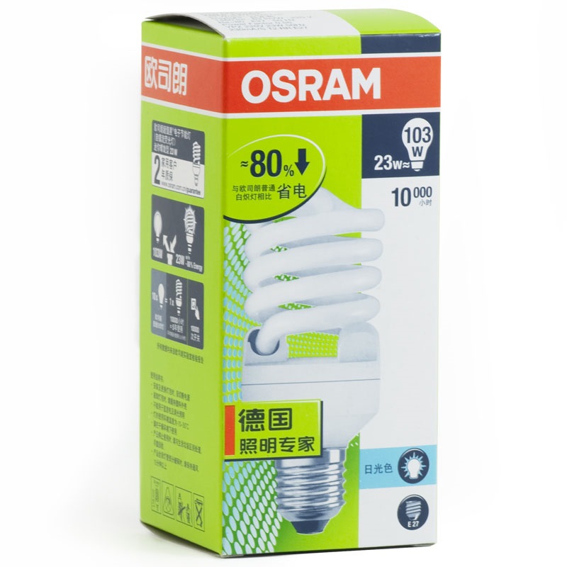 OSRAM欧司朗T2迷你全螺旋型节能灯23W日光色E27