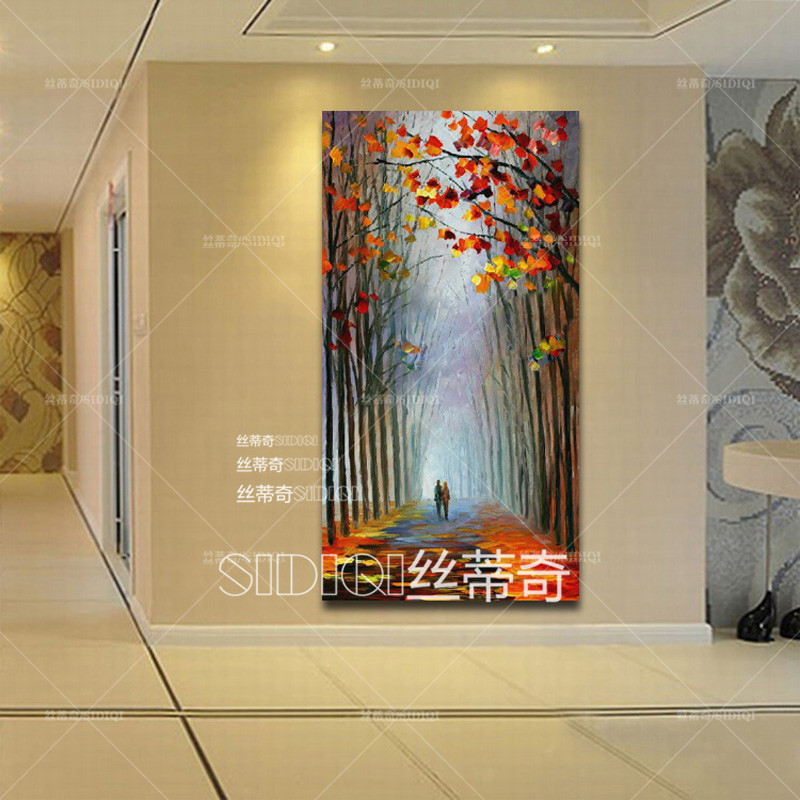 
                                        丝蒂奇SIDIQI欧式装饰画玄关油画竖版抽象风景挂画现代家居走廊过道有框画酒店壁画 欧式雕花金外框 宽70*高130                