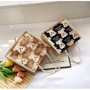 Huishishang Sunscreen Accessories Sunscreen Bear Linen 1 Linen 1 Hand 1 Carry 1 Bag 1 Sunscreen Accessories Day 1 Series 1 Small 1 Bag 1 Bag White