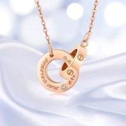 MAX/LOVE Interlocking Diamond Necklace Women's Double Ring Diamond Pendant Clavicle Chain Alloy Set Chain Ring Interlocking Exquisite Packaging with Inspection Certificate