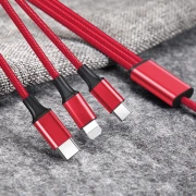 Zhongdeli [100,000 praise] One-to-three data cable Apple Type-c fast charging cable Android charging cable three-in-one Huawei Samsung Xiaomi universal tablet car USB power cord Apple Android universal [China Red] 1.2 meters