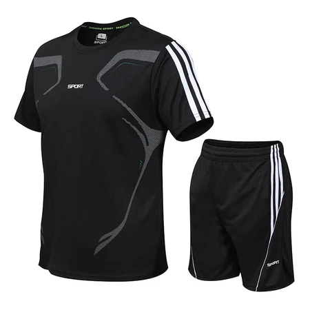 Sports suit men's new fashion all-match casual suit men's fitness quick-drying underwear male students basketball uniform thin section breathable running sportswear outdoor two-piece suit sportswear large size men's clothing blue 2XL Sports suit men's new fashion all-match casual suit men's fitness quick-drying underwear male students basketball uniform thin section breathable running sportswear outdoor two-piece suit sportswear large size men's clothing blue 2XL