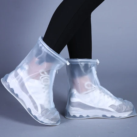 Bovonik rainproof shoe cover for men and women thick bottomed rain boots waterproof shoe cover portable non-slip wear-resistant rain boot cover adult non-disposable transparent flat bottom white 36-39 Bovonik rainproof shoe cover for men and women thick bottomed rain boots waterproof shoe cover portable non-slip wear-resistant rain boot cover adult non-disposable transparent flat bottom white 36-39