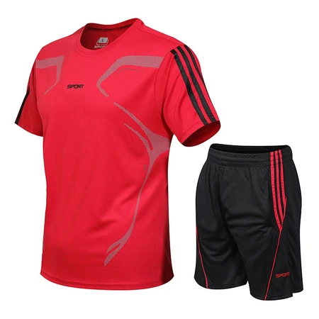 Sports suit men's new fashion all-match casual suit men's fitness quick-drying underwear male students basketball uniform thin section breathable running sportswear outdoor two-piece suit sportswear large size men's clothing blue 2XL Sports suit men's new fashion all-match casual suit men's fitness quick-drying underwear male students basketball uniform thin section breathable running sportswear outdoor two-piece suit sportswear large size men's clothing blue 2XL