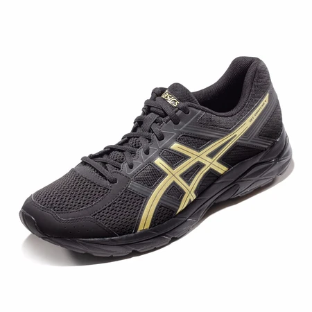 ASICS men's shoes buffer breathable running shoes sports shoes mesh rebound running shoes GEL-CONTEND 4 black/gold 42 ASICS men's shoes buffer breathable running shoes sports shoes mesh rebound running shoes GEL-CONTEND 4 black/gold 42