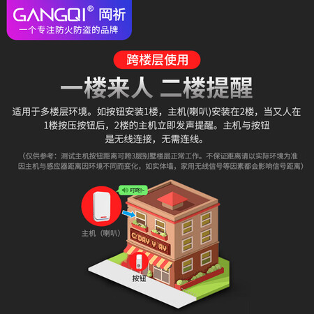 Gangqi GangqiGQ-M3 doorbell wireless home long-distance wireless doorbell with battery one drag one electronic remote control doorbell elderly call welcome device Gangqi GangqiGQ-M3 doorbell wireless home long-distance wireless doorbell with battery one drag one electronic remote control doorbell elderly call welcome device