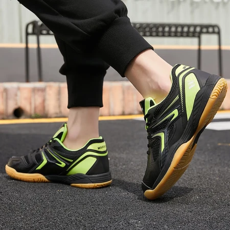 Pull back sports sneakers low top thick bottom non-slip table tennis shoes breathable mesh shoes men and women couple shoes shock-absorbing floor table tennis shoes non-slip breathable table tennis shoes 103HC black/fluorescent green 42/standard size Pull back sports sneakers low top thick bottom non-slip table tennis shoes breathable mesh shoes men and women couple shoes shock-absorbing floor table tennis shoes non-slip breathable table tennis shoes 103HC black/fluorescent green 42/standard size