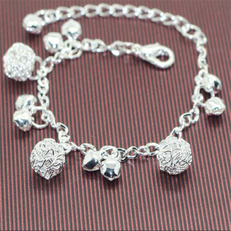 STFBOYS the same silver-plated anklet with bells, bracelets, bracelets, gifts, female Yilian Fei, frosted ball and bells STFBOYS the same silver-plated anklet with bells, bracelets, bracelets, gifts, female Yilian Fei, frosted ball and bells