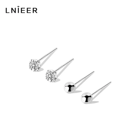 LNIEER 999 fine silver ear piercing diamond earrings femininity sleep free ear bone earrings small ear stick earrings combination earrings each pair LNIEER 999 fine silver ear piercing diamond earrings femininity sleep free ear bone earrings small ear stick earrings combination earrings each pair
