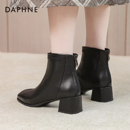 Daphne's official Martin boots women's 2022 autumn and winter new short boots plus velvet all-match thin boots French small ankle boots black single-line style 38 Daphne's official Martin boots women's 2022 autumn and winter new short boots plus velvet all-match thin boots French small ankle boots black single-line style 38