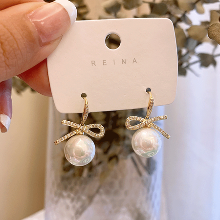Edale earrings Korean temperament net red high-quality bow imitation pearl earrings girl earrings 2021 new trendy bow rhinestone earrings A1X702-A163 Edale earrings Korean temperament net red high-quality bow imitation pearl earrings girl earrings 2021 new trendy bow rhinestone earrings A1X702-A163