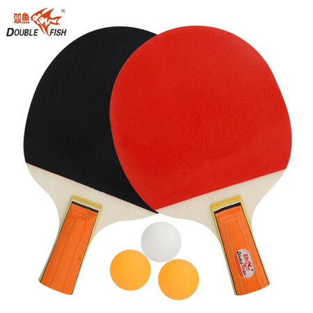 Pisces DOUBLE FISH table tennis racket straight shot 026A beginner double racket set 2 packs with 3 balls Pisces DOUBLE FISH table tennis racket straight shot 026A beginner double racket set 2 packs with 3 balls