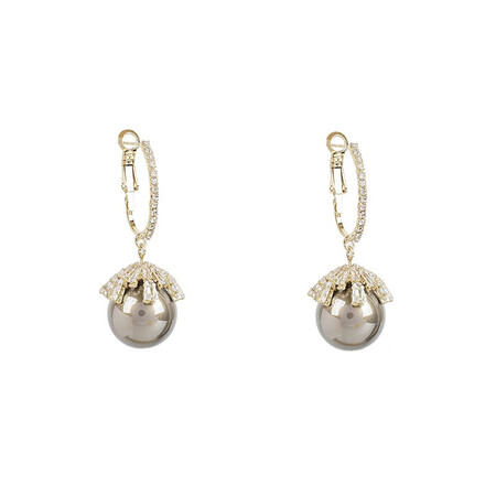 Idele high-end temperament fashion earrings female French net red imitation pearl earrings 2021 new exquisite ear buckle net red C1Y708-F183 bright gray bead earrings Idele high-end temperament fashion earrings female French net red imitation pearl earrings 2021 new exquisite ear buckle net red C1Y708-F183 bright gray bead earrings