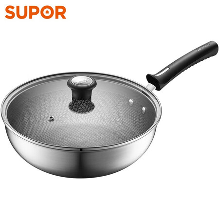 Supor SUPOR316L stainless steel wok non-stick pan, less oily smoke, flat-bottomed frying pan, induction cooker, gas stove, universal cooking pot, full screen + glass lid diameter 28CM, suitable for 1-3 people Supor SUPOR316L stainless steel wok non-stick pan, less oily smoke, flat-bottomed frying pan, induction cooker, gas stove, universal cooking pot, full screen + glass lid diameter 28CM, suitable for 1-3 people