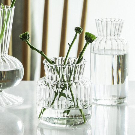 Sweet spot small vase glass transparent hydroponic plant fake artificial flower mini vase floral ins style Japanese decorative ornaments 2 packs Sweet spot small vase glass transparent hydroponic plant fake artificial flower mini vase floral ins style Japanese decorative ornaments 2 packs