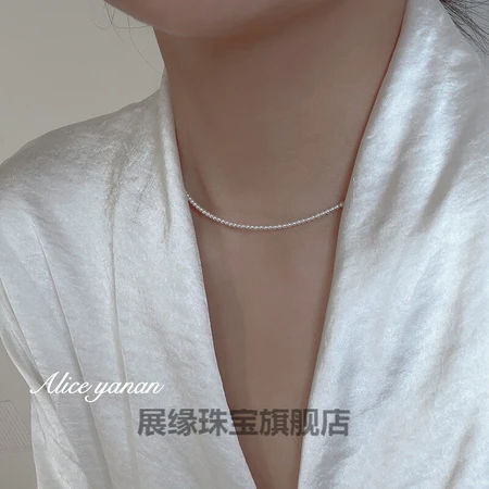 Zhanyuan Alice yanan ultra-fine glare mini baby pearl necklace female simple temperament clavicle chain ultra-fine 2mm chain length 36cm+4cm extension chain Zhanyuan Alice yanan ultra-fine glare mini baby pearl necklace female simple temperament clavicle chain ultra-fine 2mm chain length 36cm+4cm extension chain