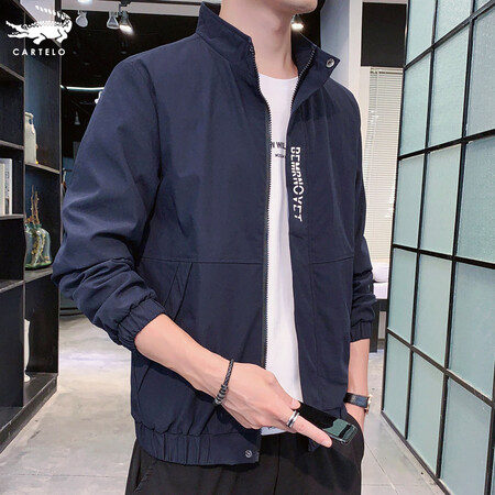 Cardilo crocodile CARTELO jacket men's jacket autumn Korean casual men's jacket youth fashion stand-up collar baseball uniform windbreaker tooling outerwear men's PC033 jacket dark blue 2XL Cardilo crocodile CARTELO jacket men's jacket autumn Korean casual men's jacket youth fashion stand-up collar baseball uniform windbreaker tooling outerwear men's PC033 jacket dark blue 2XL