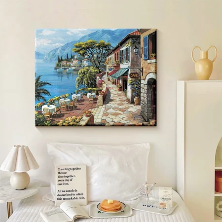 Best home digital oil painting diy landscape flower hand-painted oil painting coloring living room decorative painting children's hand-painted animation hanging painting coast cafe 50*40cm stretched solid wood inner frame set Best home digital oil painting diy landscape flower hand-painted oil painting coloring living room decorative painting children's hand-painted animation hanging painting coast cafe 50*40cm stretched solid wood inner frame set