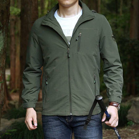 Hengyuanxiang factory thin jacket loose jacket tooling mid-length outdoor windbreaker large size men's business casual jacket jacket army green plus velvet 086 plus velvet 5XL about 195-210 catties Hengyuanxiang factory thin jacket loose jacket tooling mid-length outdoor windbreaker large size men's business casual jacket jacket army green plus velvet 086 plus velvet 5XL about 195-210 catties