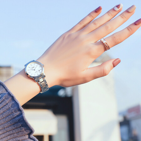 Aiqi EYKI watch ladies women's watch steel belt female students girls waterproof female models national watch women's simple quartz watch middle school students Korean brand high school students junior high school watches Europe, America, Japan and South Korea temperament silver white-female models Aiqi EYKI watch ladies women's watch steel belt female students girls waterproof female models national watch women's simple quartz watch middle school students Korean brand high school students junior high school watches Europe, America, Japan and South Korea temperament silver white-female models