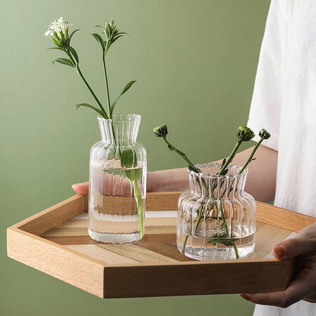 Sweet spot small vase glass transparent hydroponic plant fake artificial flower mini vase floral ins style Japanese decorative ornaments 2 packs Sweet spot small vase glass transparent hydroponic plant fake artificial flower mini vase floral ins style Japanese decorative ornaments 2 packs