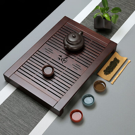 Gold inlaid jade tea tray tea tray household solid wood drawer type water storage and drainage tea table kung fu tea set 49*34*5.5cm big tea edge elegant black tea tray Gold inlaid jade tea tray tea tray household solid wood drawer type water storage and drainage tea table kung fu tea set 49*34*5.5cm big tea edge elegant black tea tray