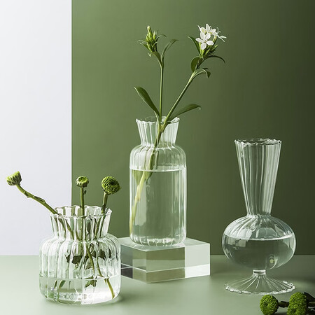 Sweet spot small vase glass transparent hydroponic plant fake artificial flower mini vase floral ins style Japanese decorative ornaments 2 packs Sweet spot small vase glass transparent hydroponic plant fake artificial flower mini vase floral ins style Japanese decorative ornaments 2 packs
