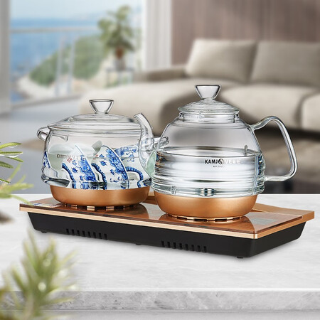 Jin Stove KAMJOVE Yongquan-style bottom automatic watering electric kettle Glass kettle can be inserted into the tea tray Electric tea kettle to boil water tea set H9 Champagne gold Jin Stove KAMJOVE Yongquan-style bottom automatic watering electric kettle Glass kettle can be inserted into the tea tray Electric tea kettle to boil water tea set H9 Champagne gold