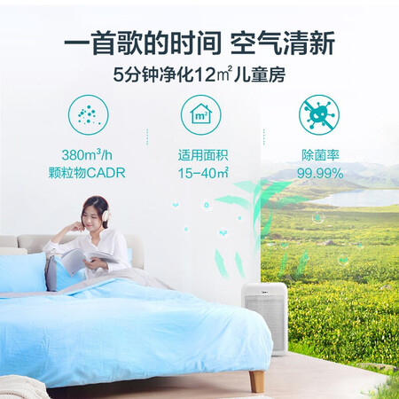 Midea Air Purifier High-efficiency sterilization and flu-removal purifier Household formaldehyde removal and haze removal smart home appliance purifier KJ350G-S1 Midea Air Purifier High-efficiency sterilization and flu-removal purifier Household formaldehyde removal and haze removal smart home appliance purifier KJ350G-S1