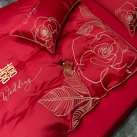 Hengyuanxiang Wedding Kit Four-piece Set 1.8m Bed Quilt Cover 200*230cm Big Red Wedding Sheet Quilt Cover Pillowcase Hengyuanxiang Wedding Kit Four-piece Set 1.8m Bed Quilt Cover 200*230cm Big Red Wedding Sheet Quilt Cover Pillowcase
