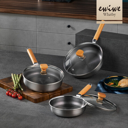 British EWIWE wooden handle 316 stainless steel honeycomb non-stick frying pan, stainless steel less oily frying pan, household induction cooker, gas stove, open flame, universal cooking frying pan with full screen 22cm/316 stainless steel stove universal British EWIWE wooden handle 316 stainless steel honeycomb non-stick frying pan, stainless steel less oily frying pan, household induction cooker, gas stove, open flame, universal cooking frying pan with full screen 22cm/316 stainless steel stove universal